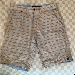 Quicksilver Men's Shorts Flat Front Gray Striped Teal Size 30